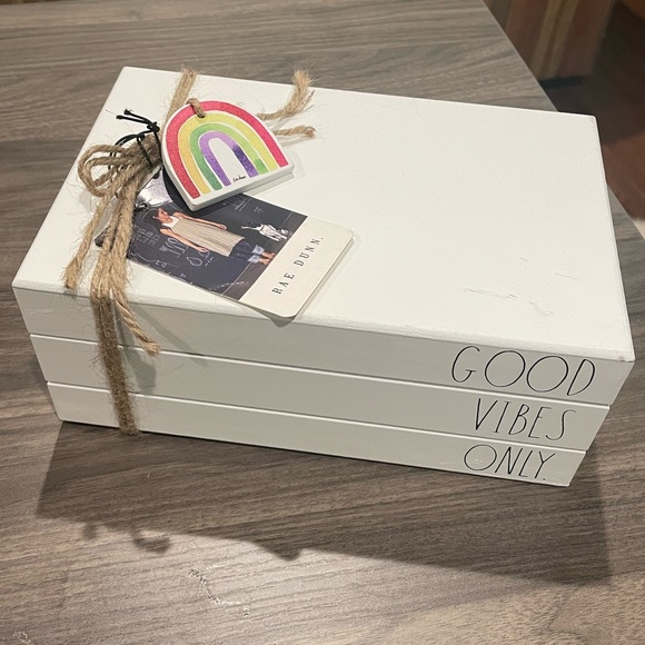 Rae Dunn Other - NWT Rae Dunn "Good Vibes Only" Wooden Fake Decor Books